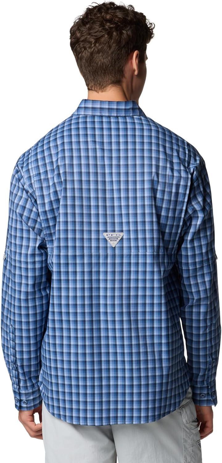 imageColumbia Mens PFG Tamiami II UPF 40 Long Sleeve Fishing ShirtCollegiate Navy Gradient Check