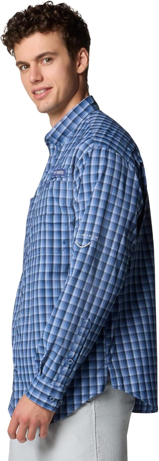 imageColumbia Mens PFG Tamiami II UPF 40 Long Sleeve Fishing ShirtCollegiate Navy Gradient Check