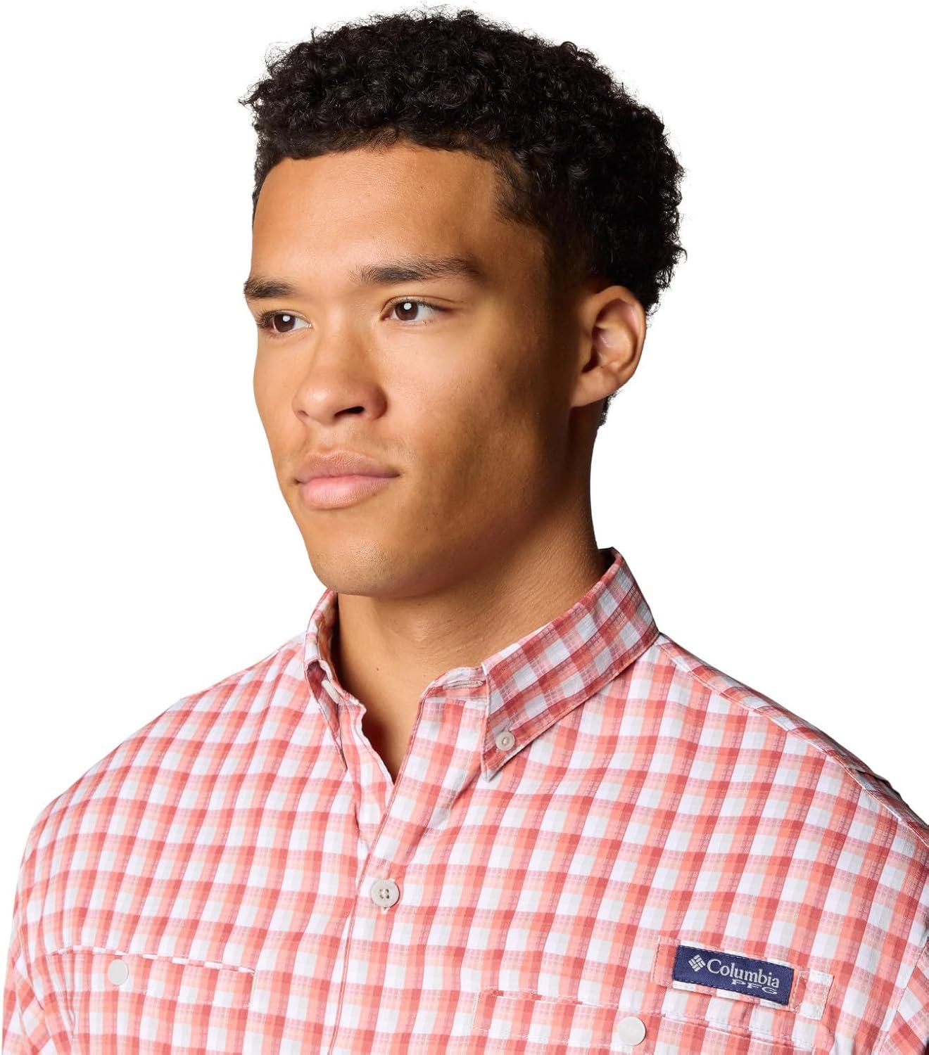 imageColumbia Mens PFG Tamiami II UPF 40 Long Sleeve Fishing ShirtDusty Crimson Gradient Check