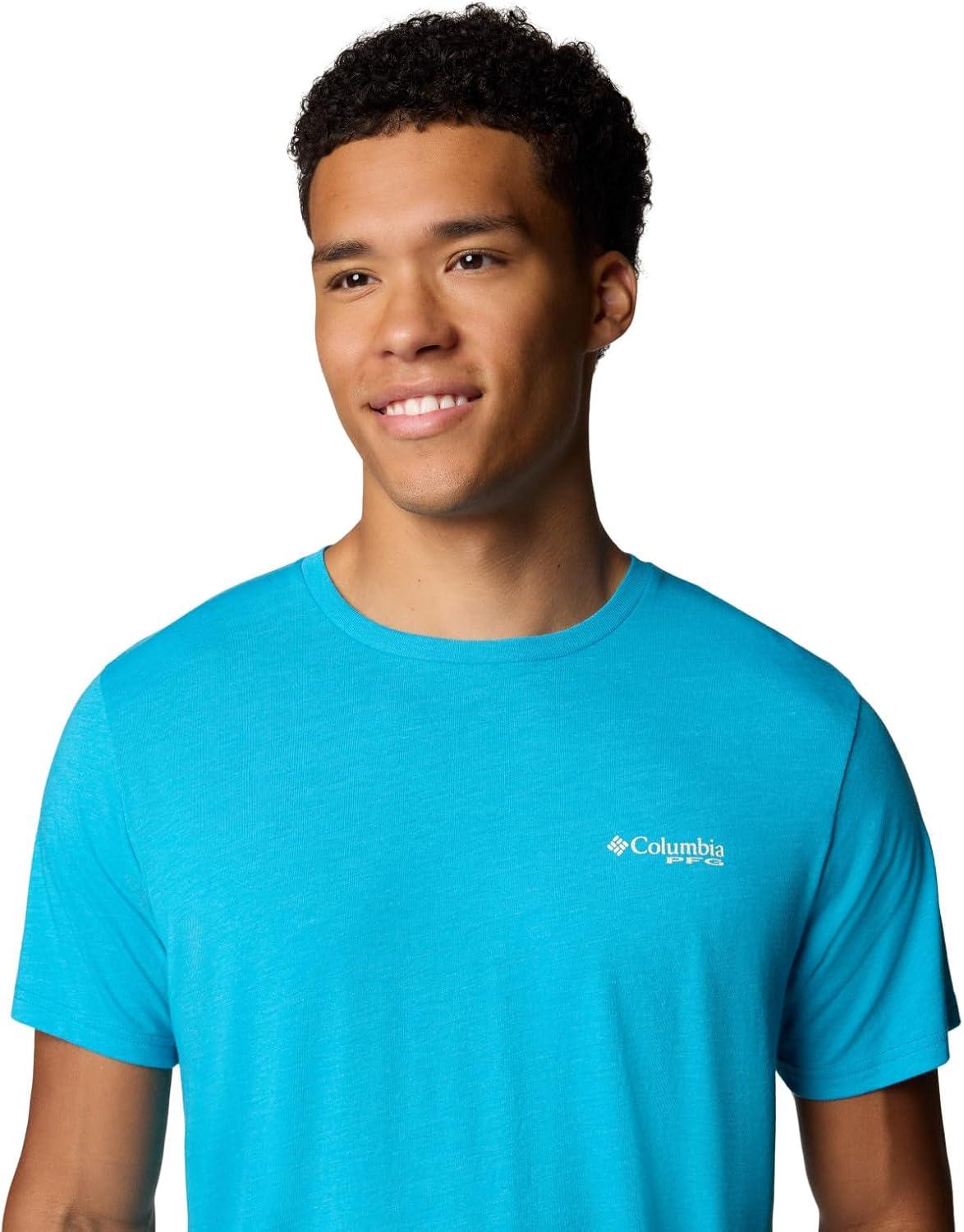 imageColumbia Mens PFG Uncharted Graphic TeeBlue Echo HeatherPfg Catch My Drift