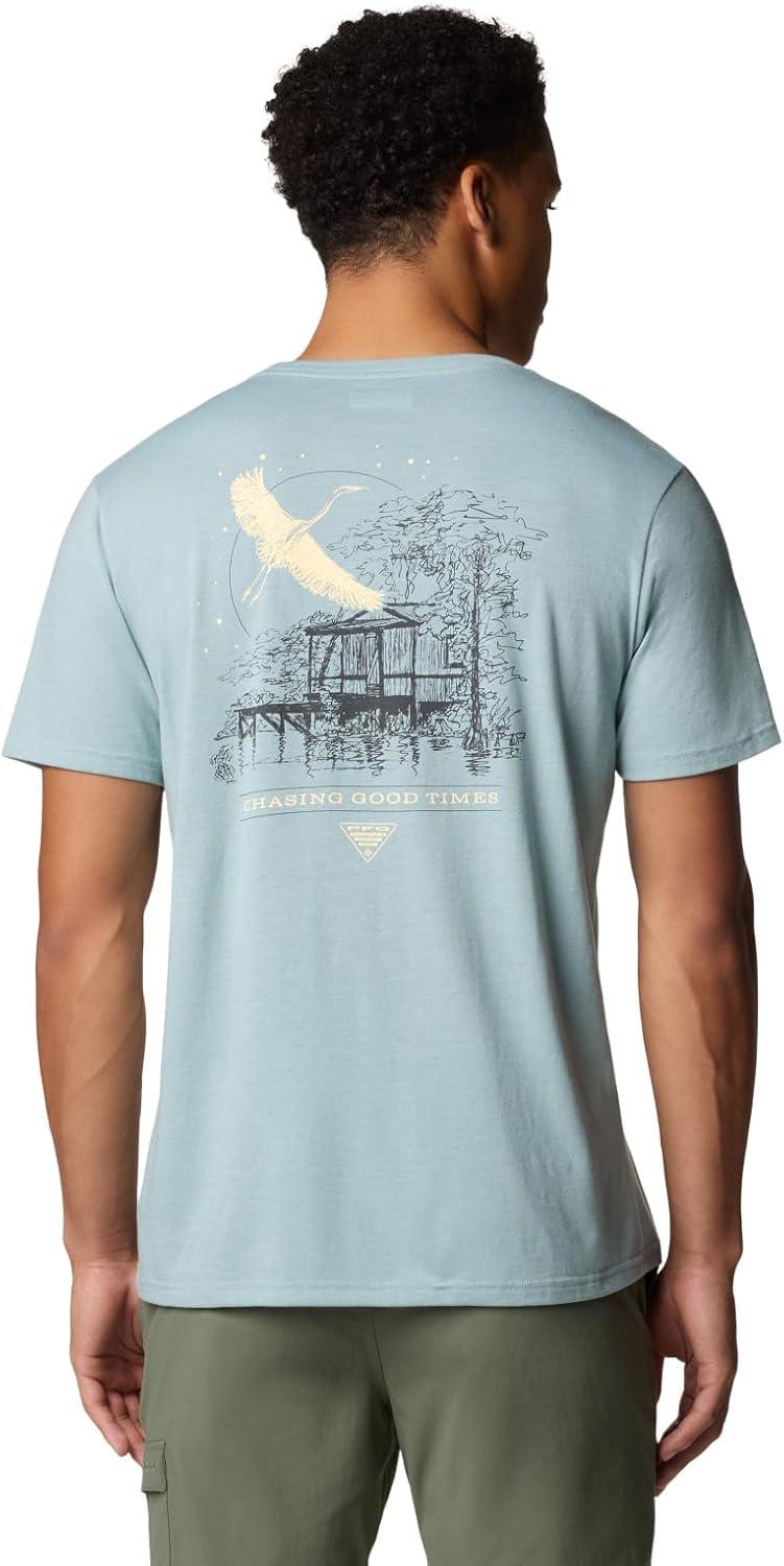 imageColumbia Mens PFG Uncharted Graphic TeeCrushed Blue HeatherPfg Swamp Shack