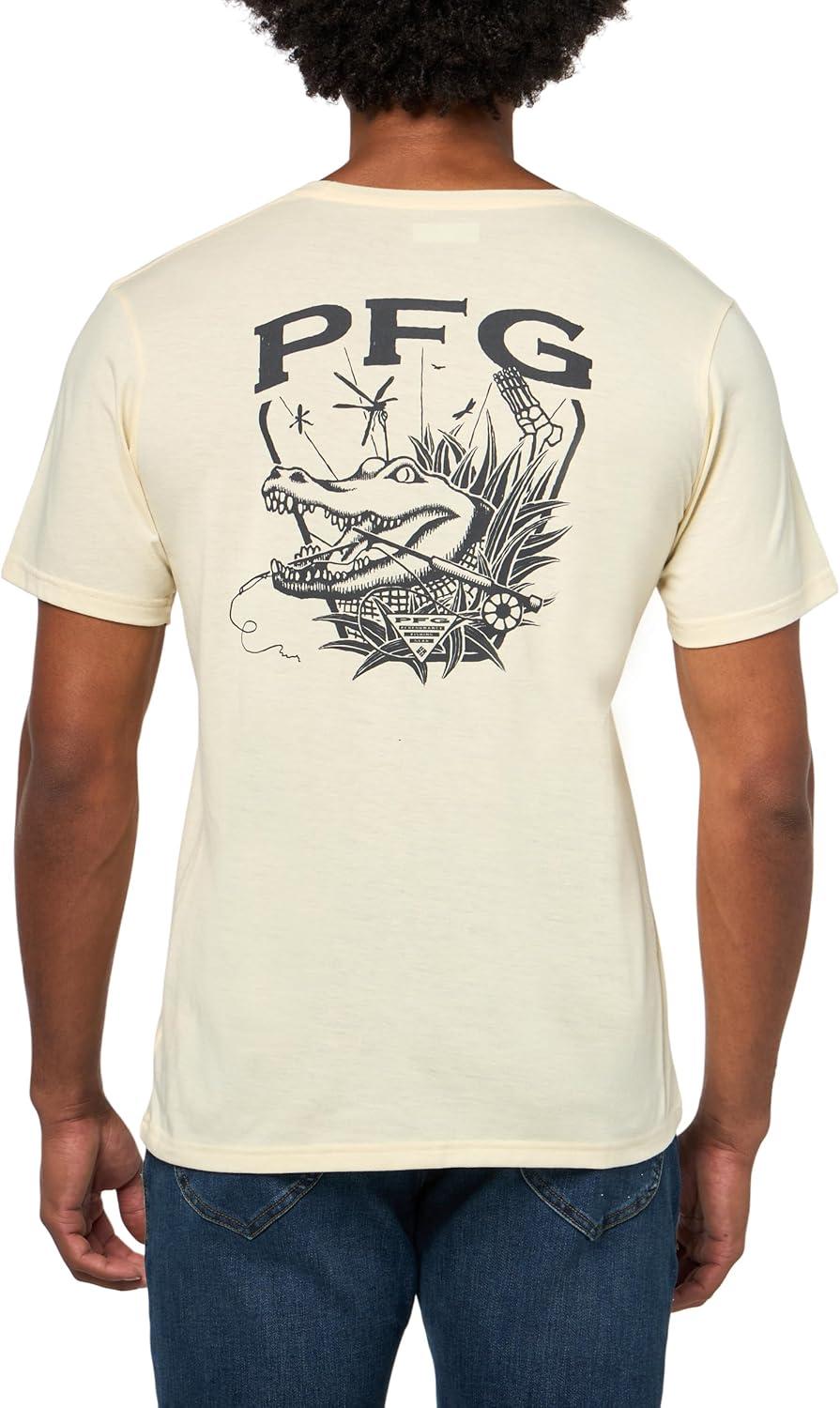 imageColumbia Mens PFG Uncharted Graphic TeeLemon Wash HeatherPfg Gear Gator