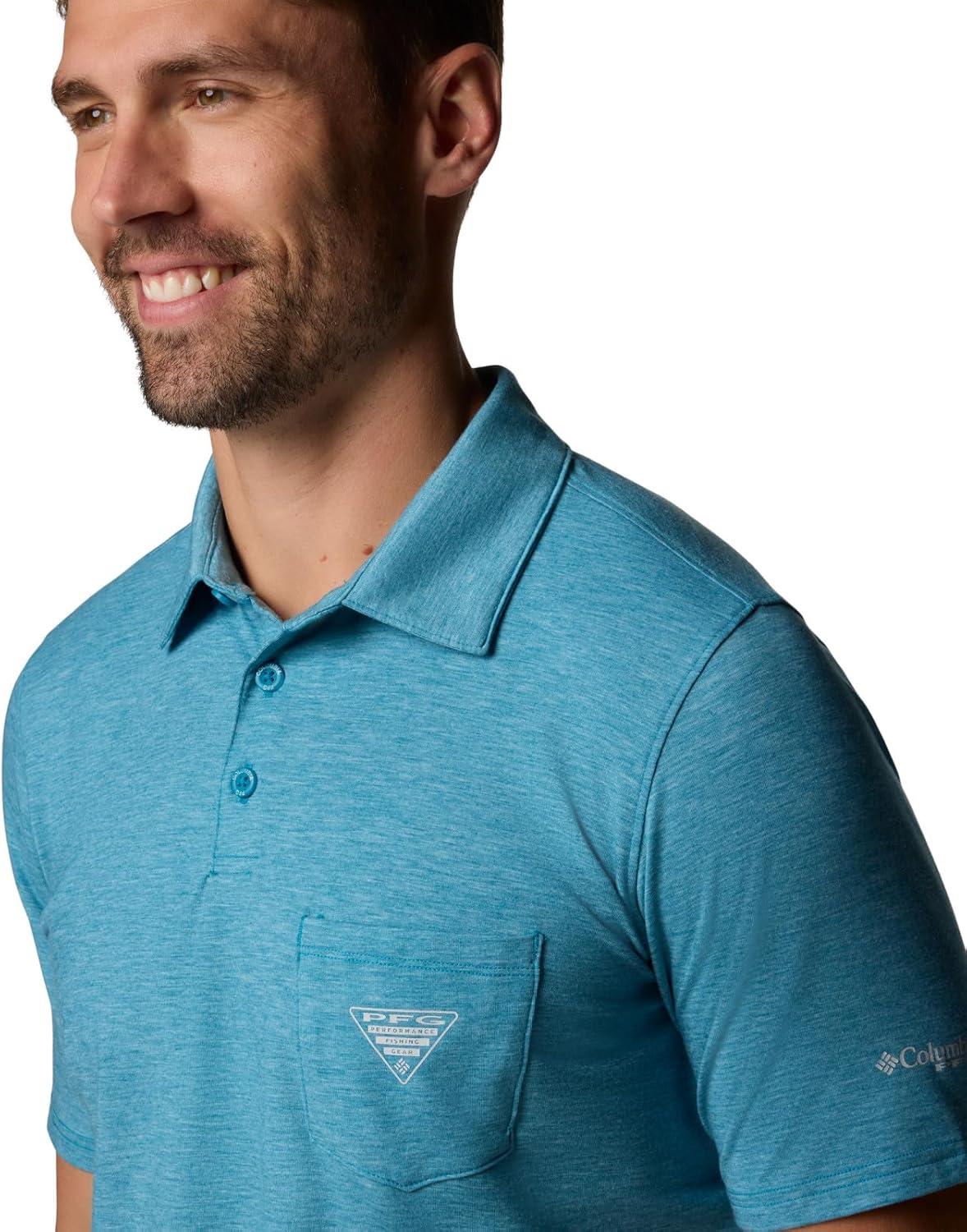 imageColumbia Mens PFG Uncharted PoloBlue Echo Heather