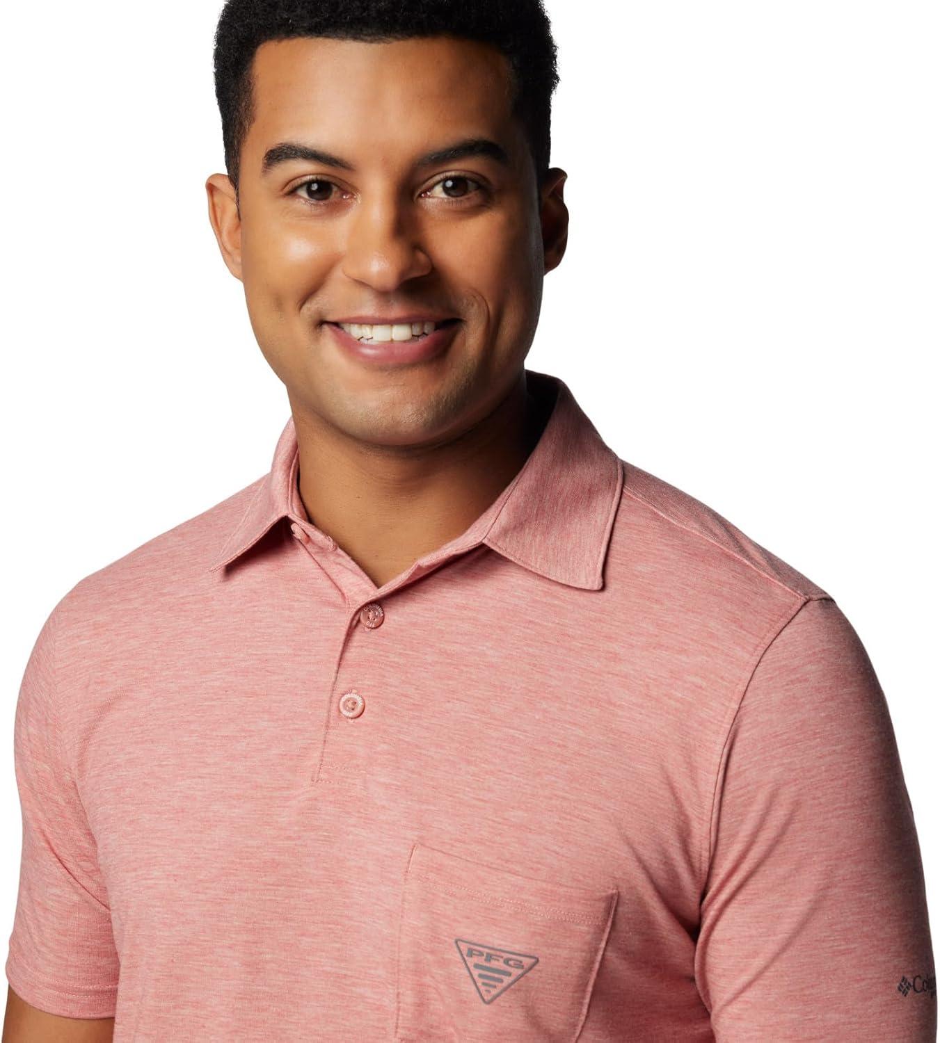 imageColumbia Mens PFG Uncharted PoloSandalwood Pink Heather