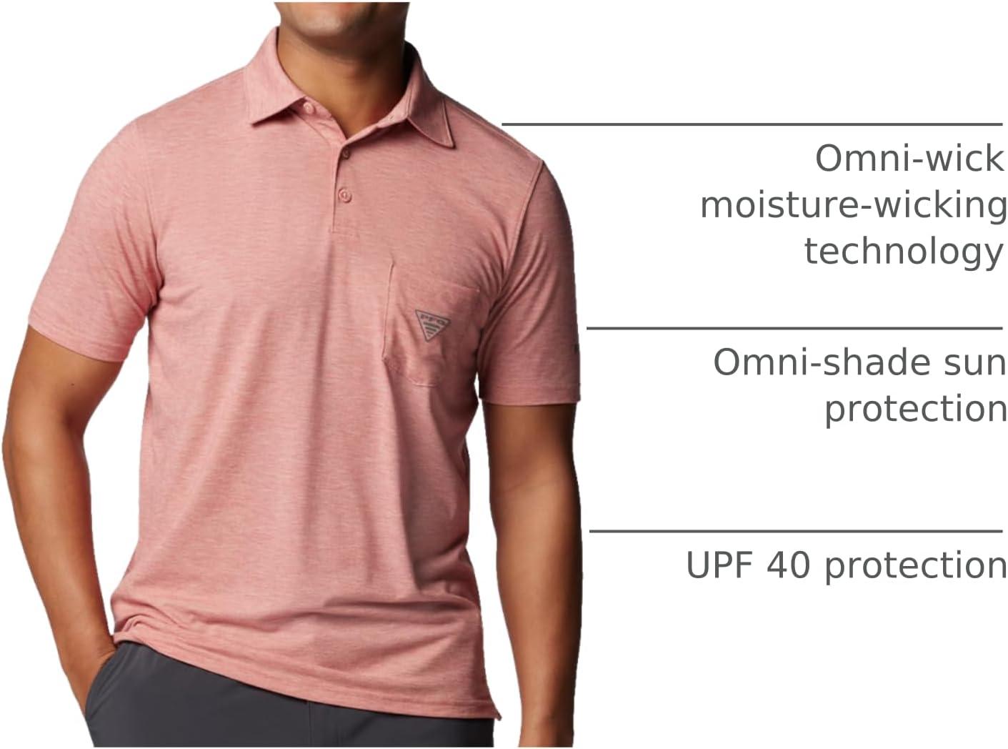 imageColumbia Mens PFG Uncharted PoloSandalwood Pink Heather