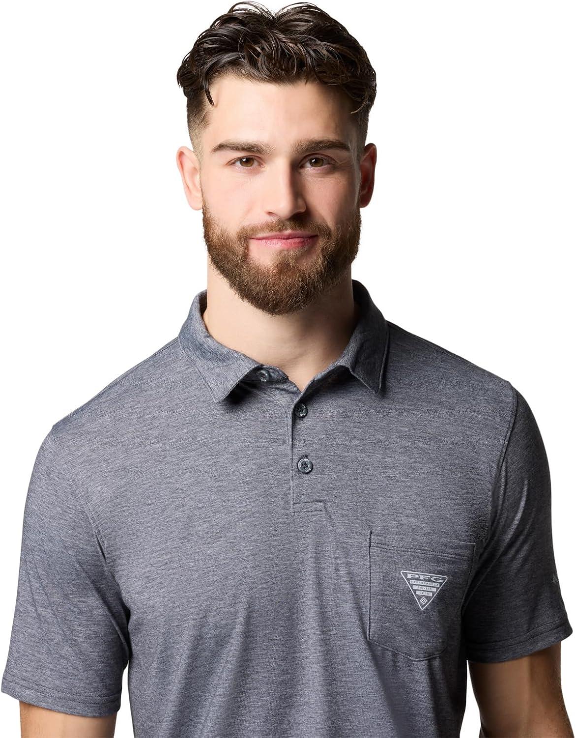 imageColumbia Mens PFG Uncharted PoloShark Heather 2024