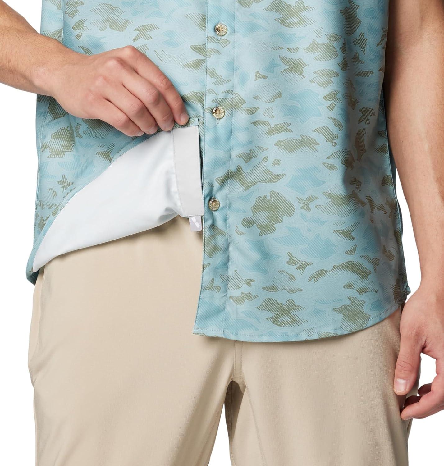 imageColumbia Mens PFG Uncharted Printed Short Sleeve ShirtCrushed Blue Uncharted Waters