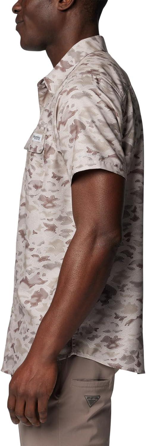 imageColumbia Mens PFG Uncharted Printed Short Sleeve ShirtCrushed Clay Uncharted Waters