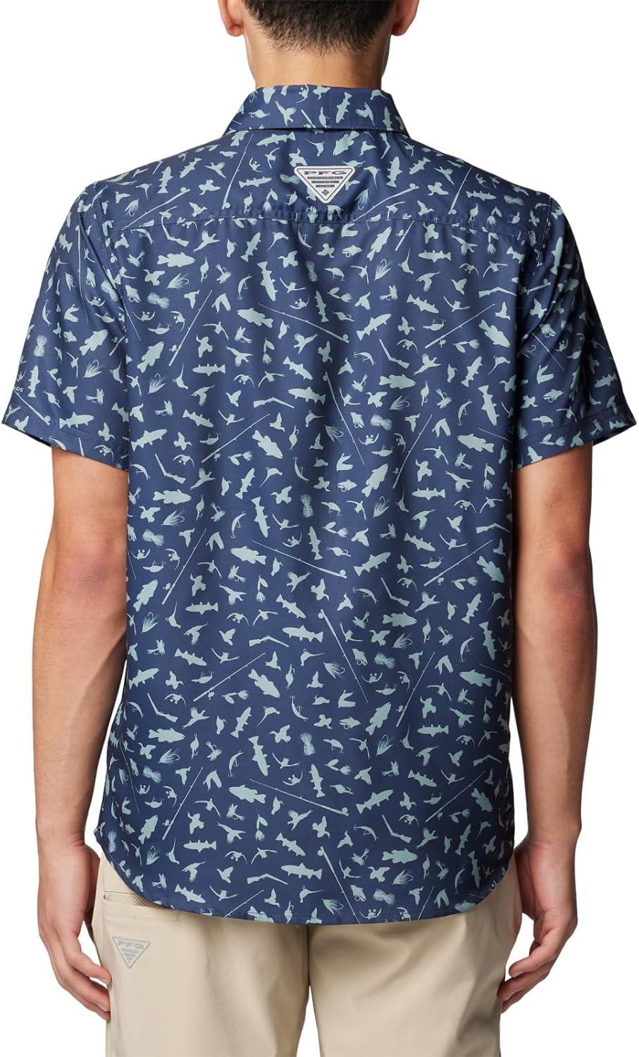 imageColumbia Mens PFG Uncharted Printed Short Sleeve ShirtNocturnal Cast N Blast