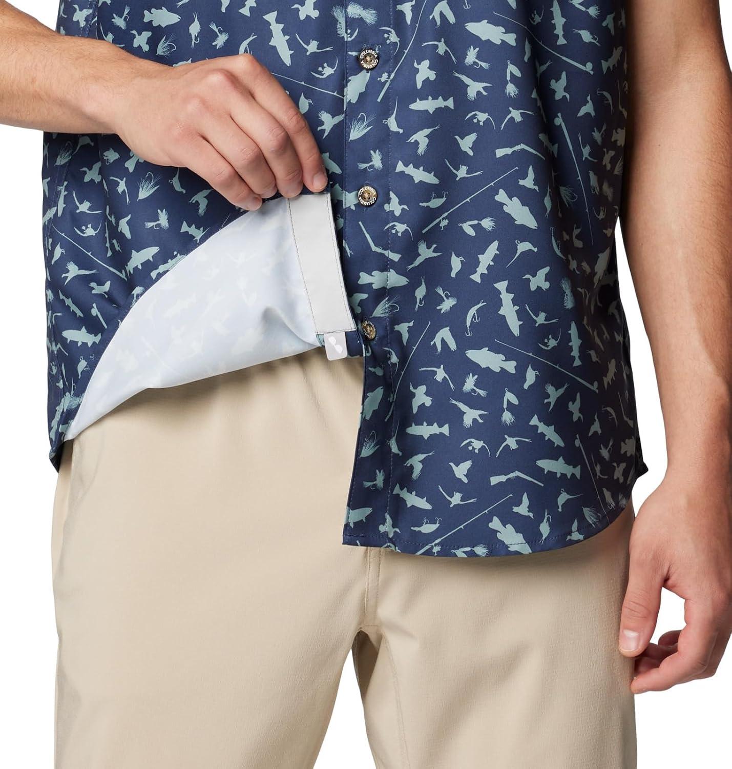 imageColumbia Mens PFG Uncharted Printed Short Sleeve ShirtNocturnal Cast N Blast