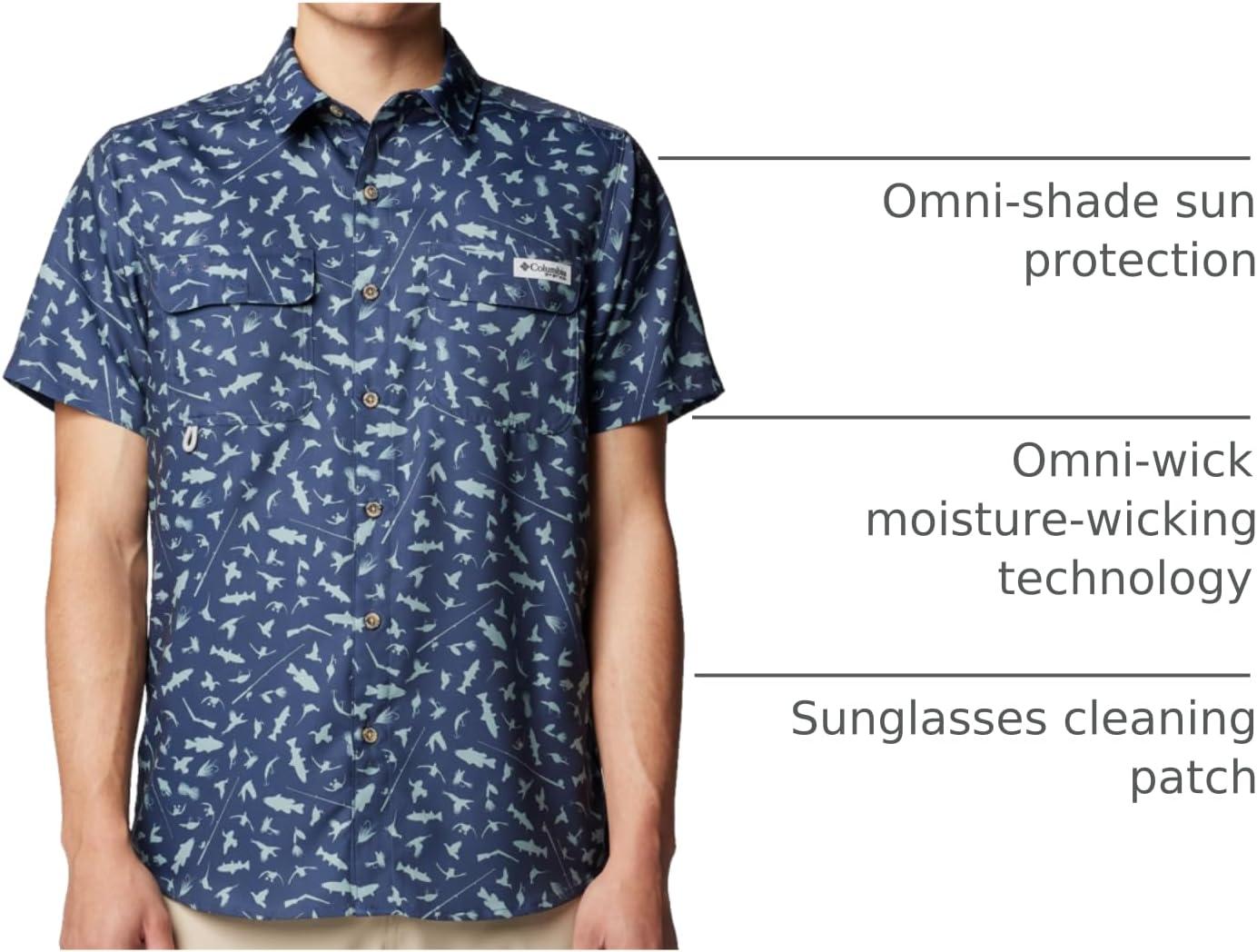 imageColumbia Mens PFG Uncharted Printed Short Sleeve ShirtNocturnal Cast N Blast