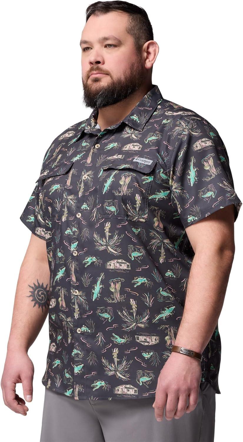 imageColumbia Mens PFG Uncharted Printed Short Sleeve ShirtShark Everglades
