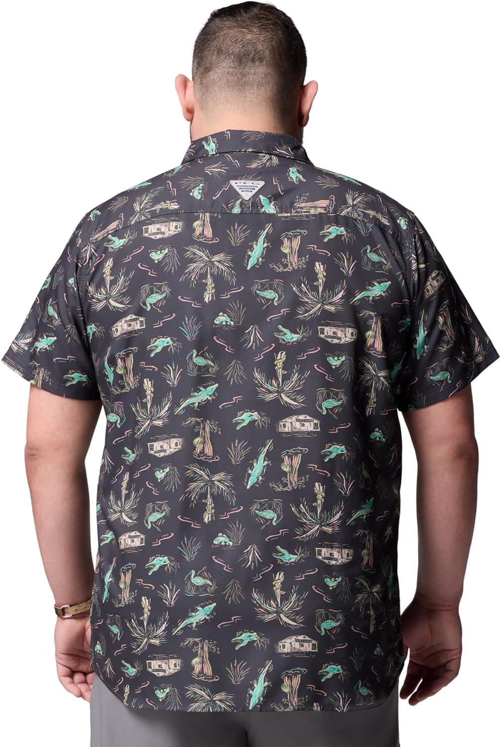 imageColumbia Mens PFG Uncharted Printed Short Sleeve ShirtShark Everglades