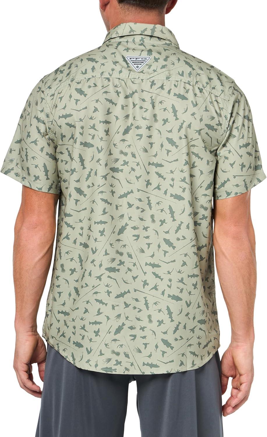 imageColumbia Mens PFG Uncharted Printed Short Sleeve ShirtSmokey Sage Cast N Blast