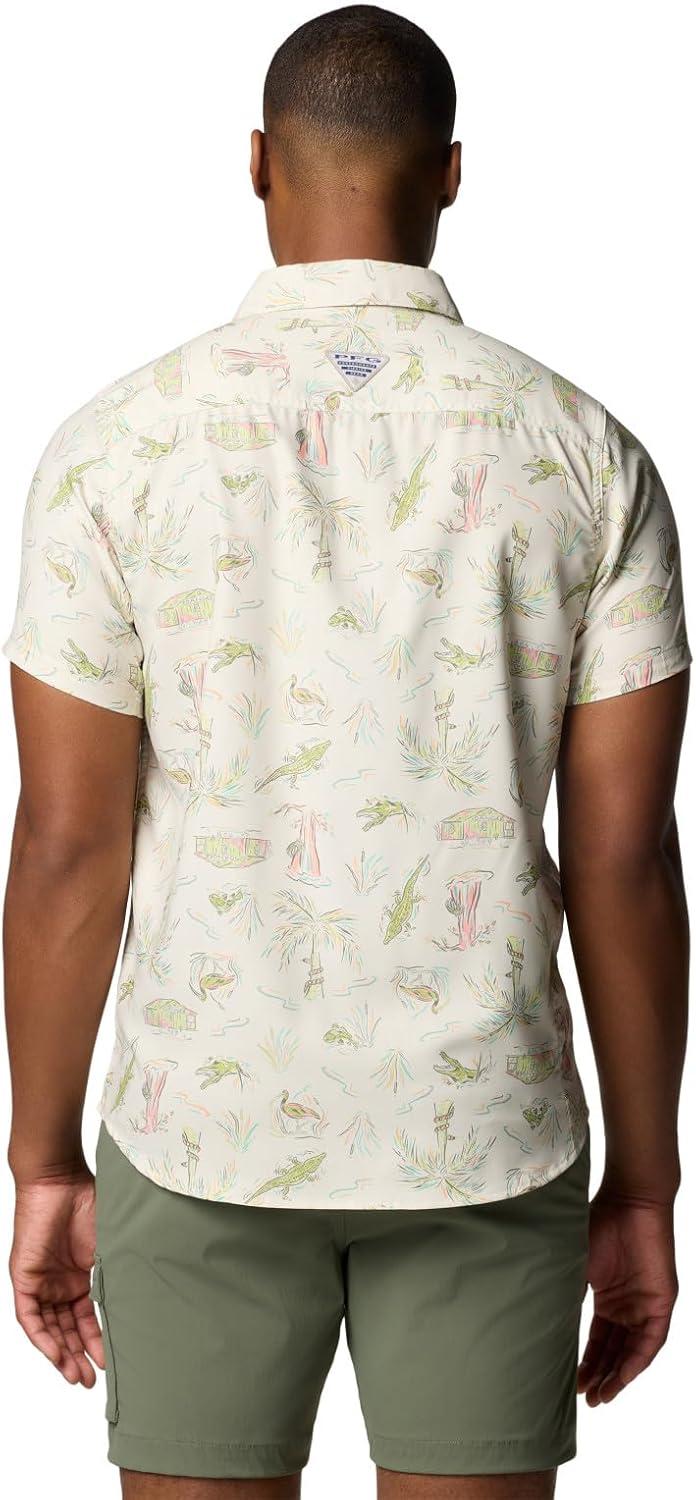 imageColumbia Mens PFG Uncharted Printed Short Sleeve ShirtStone Everglades