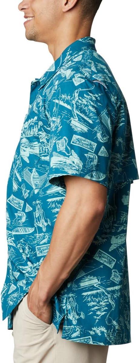 imageColumbia Mens Super Tamiami Long Sleeve ShirtAegean Blue Freshwater Roots Print