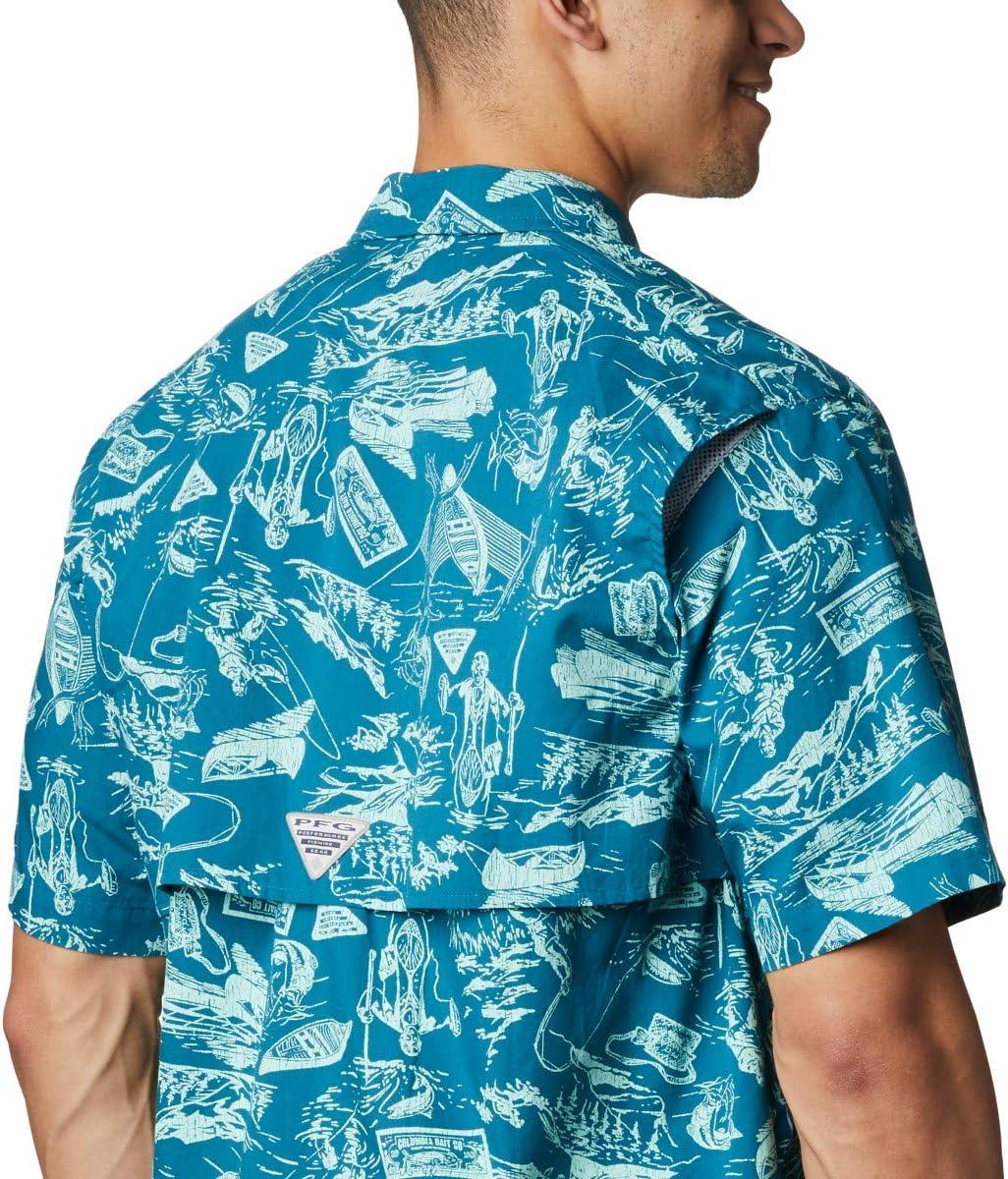 imageColumbia Mens Super Tamiami Long Sleeve ShirtAegean Blue Freshwater Roots Print