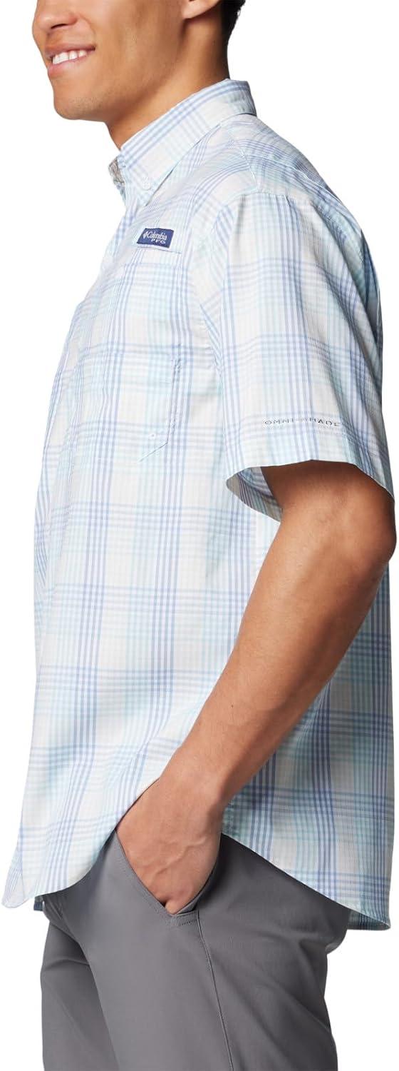 imageColumbia Mens Super Tamiami Long Sleeve ShirtAqua Haze All Over Gingham