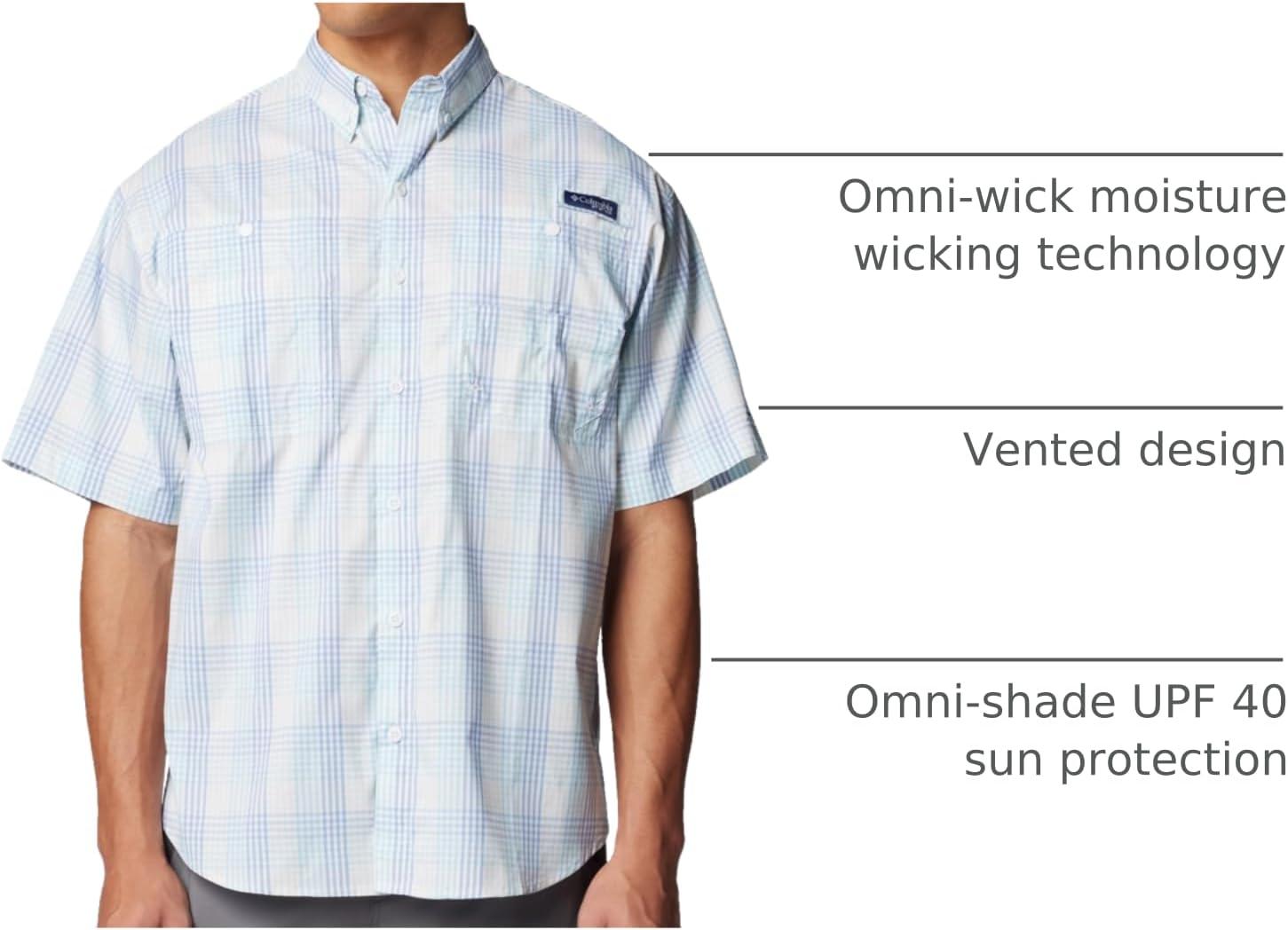 imageColumbia Mens Super Tamiami Long Sleeve ShirtAqua Haze All Over Gingham