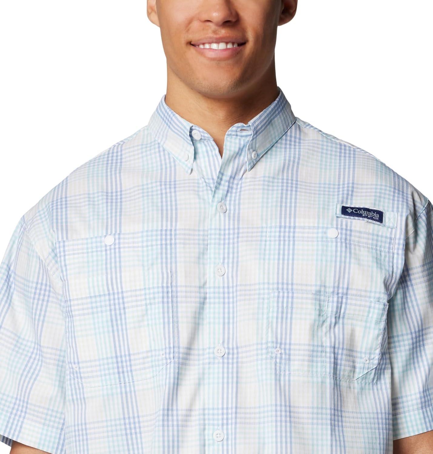 imageColumbia Mens Super Tamiami Long Sleeve ShirtAqua Haze All Over Gingham