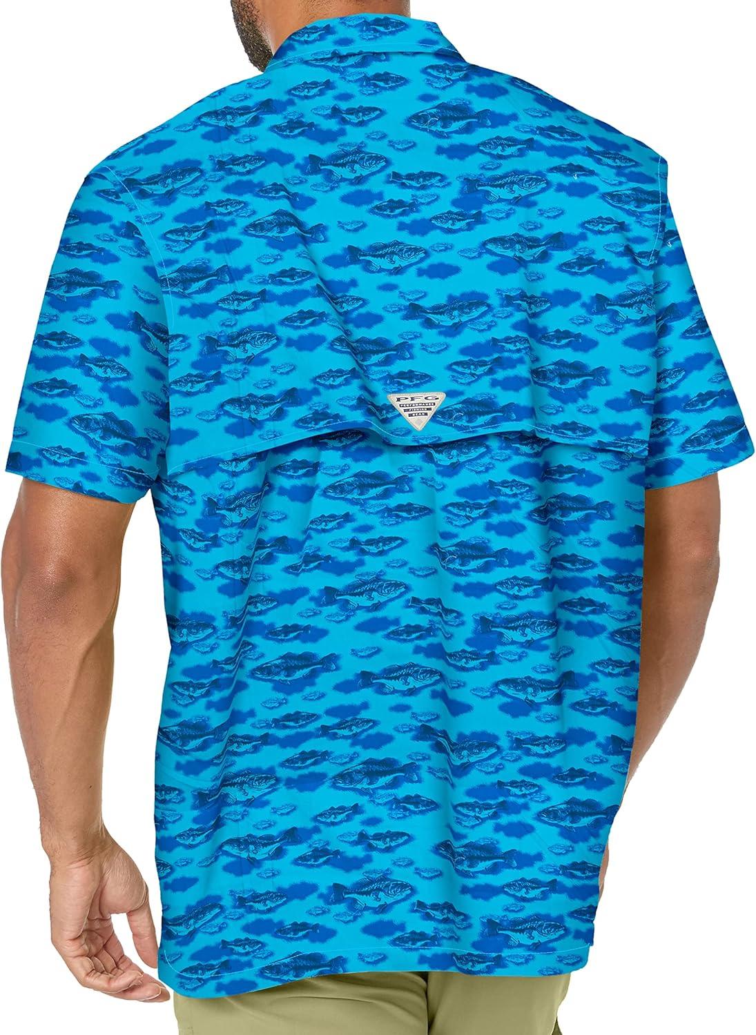 imageColumbia Mens Super Tamiami Long Sleeve ShirtBlue Macaw Bigmouth Print