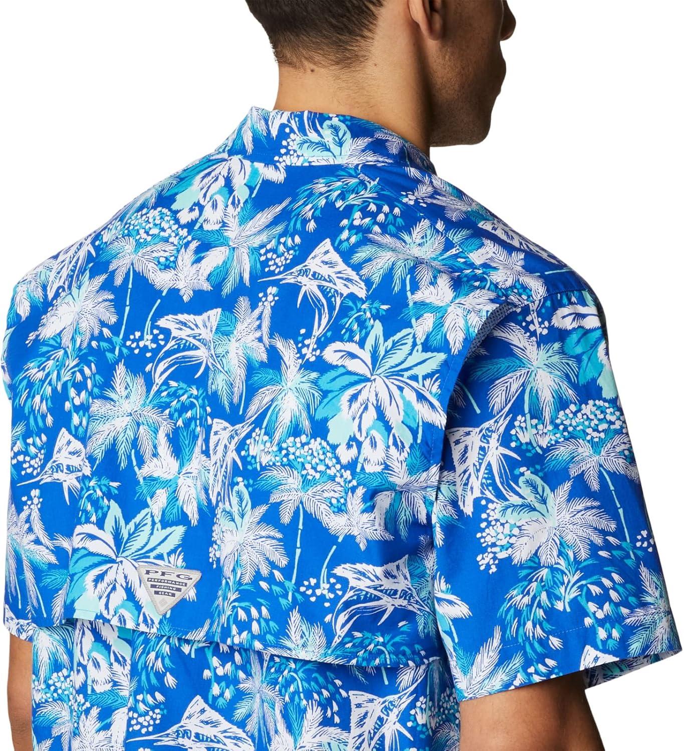 imageColumbia Mens Super Tamiami Long Sleeve ShirtBlue Macaw Festive Fishin Print