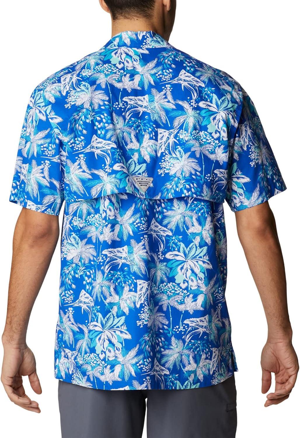 imageColumbia Mens Super Tamiami Long Sleeve ShirtBlue Macaw Festive Fishin Print