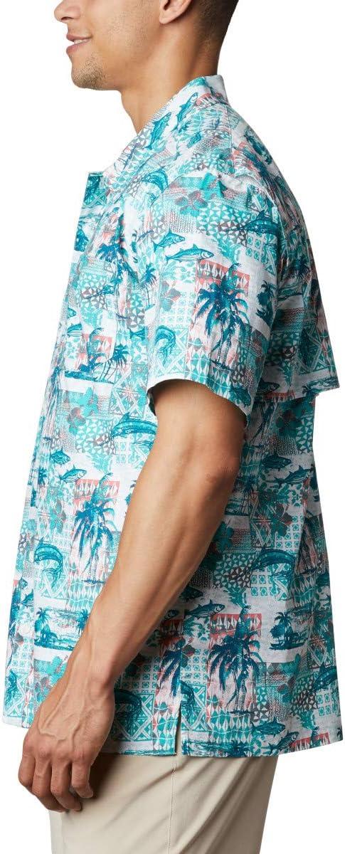 imageColumbia Mens Super Tamiami Long Sleeve ShirtBright Aqua Polynesian Print