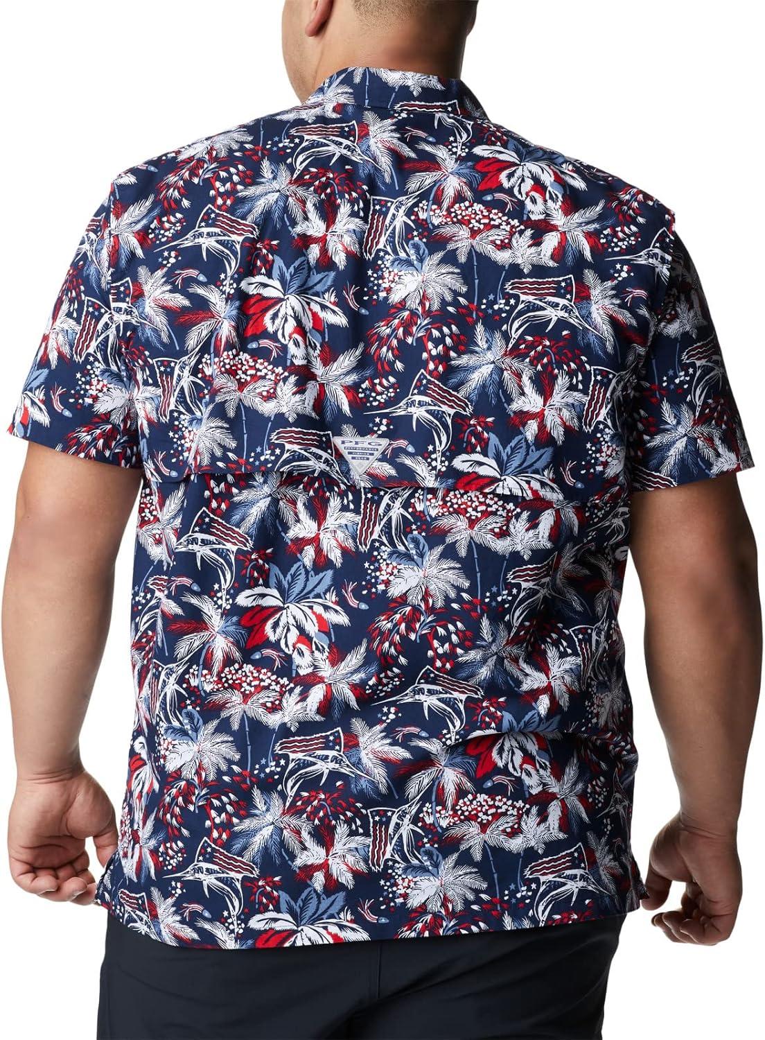 imageColumbia Mens Super Tamiami Long Sleeve ShirtCollegiate Navy Fireworks Fish Print