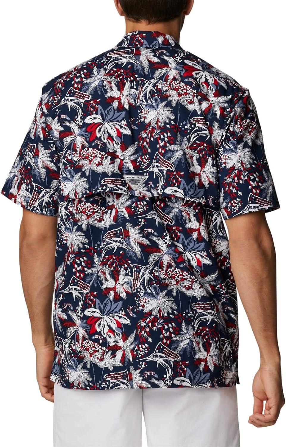 imageColumbia Mens Super Tamiami Long Sleeve ShirtCollegiate Navy Fireworks Fish Print