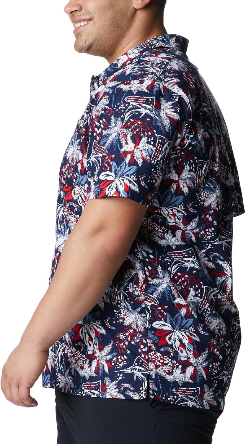 imageColumbia Mens Super Tamiami Long Sleeve ShirtCollegiate Navy Fireworks Fish Print