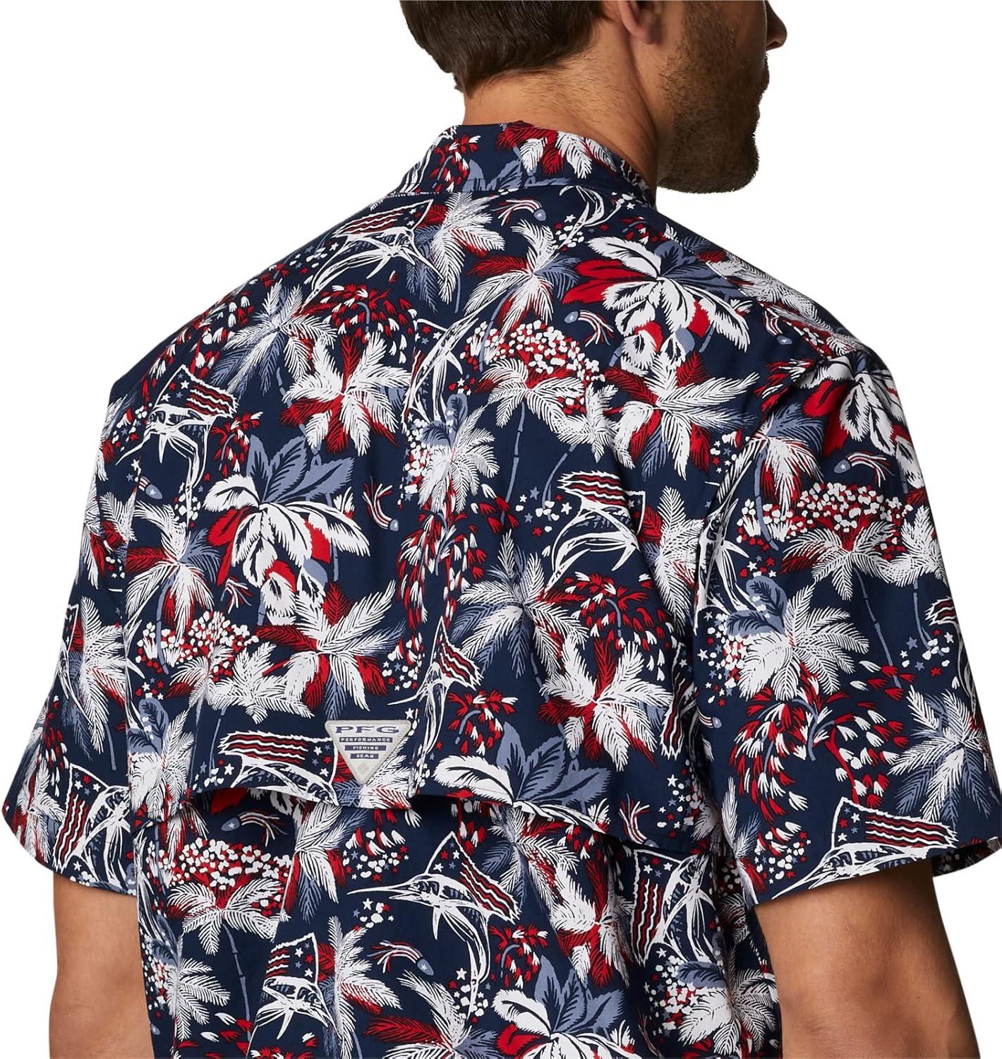 imageColumbia Mens Super Tamiami Long Sleeve ShirtCollegiate Navy Fireworks Fish Print