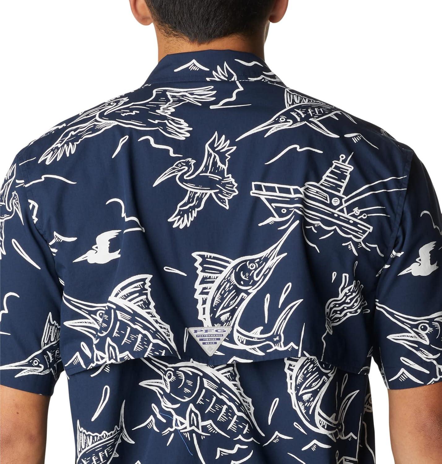 imageColumbia Mens Super Tamiami Long Sleeve ShirtCollegiate Navy Mighty Marlins Print