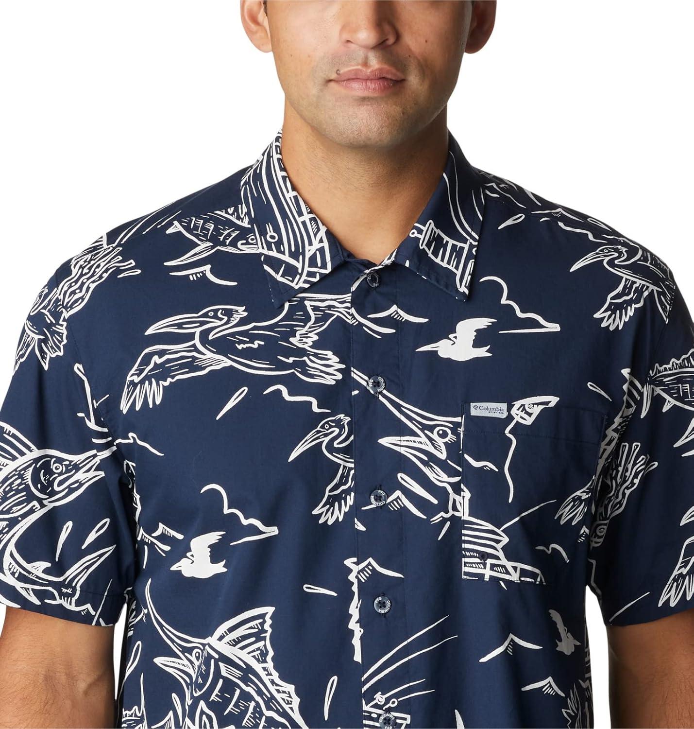 imageColumbia Mens Super Tamiami Long Sleeve ShirtCollegiate Navy Mighty Marlins Print