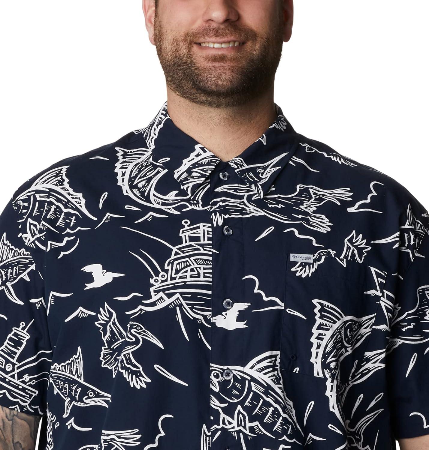 imageColumbia Mens Super Tamiami Long Sleeve ShirtCollegiate Navy Mighty Marlins Print