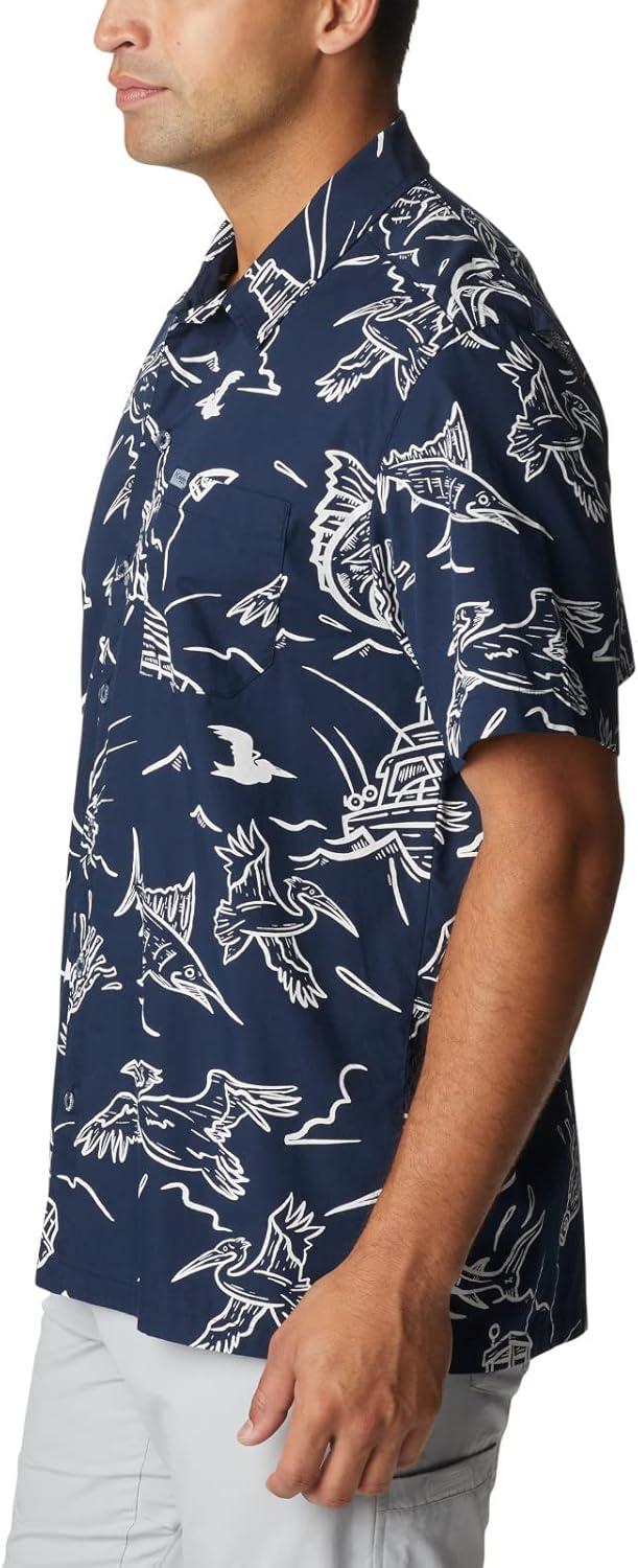 imageColumbia Mens Super Tamiami Long Sleeve ShirtCollegiate Navy Mighty Marlins Print