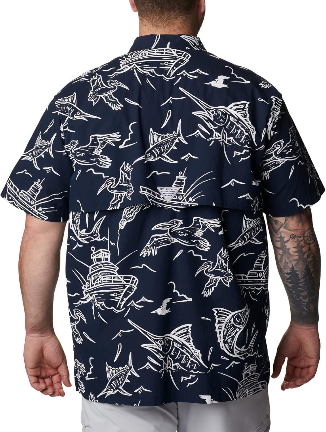 imageColumbia Mens Super Tamiami Long Sleeve ShirtCollegiate Navy Mighty Marlins Print