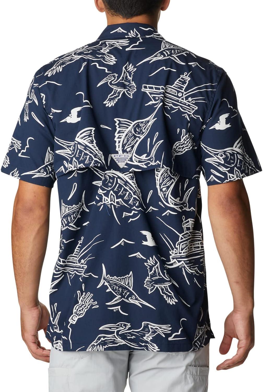 imageColumbia Mens Super Tamiami Long Sleeve ShirtCollegiate Navy Mighty Marlins Print