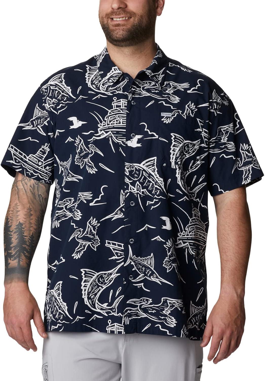 imageColumbia Mens Super Tamiami Long Sleeve ShirtCollegiate Navy Mighty Marlins Print