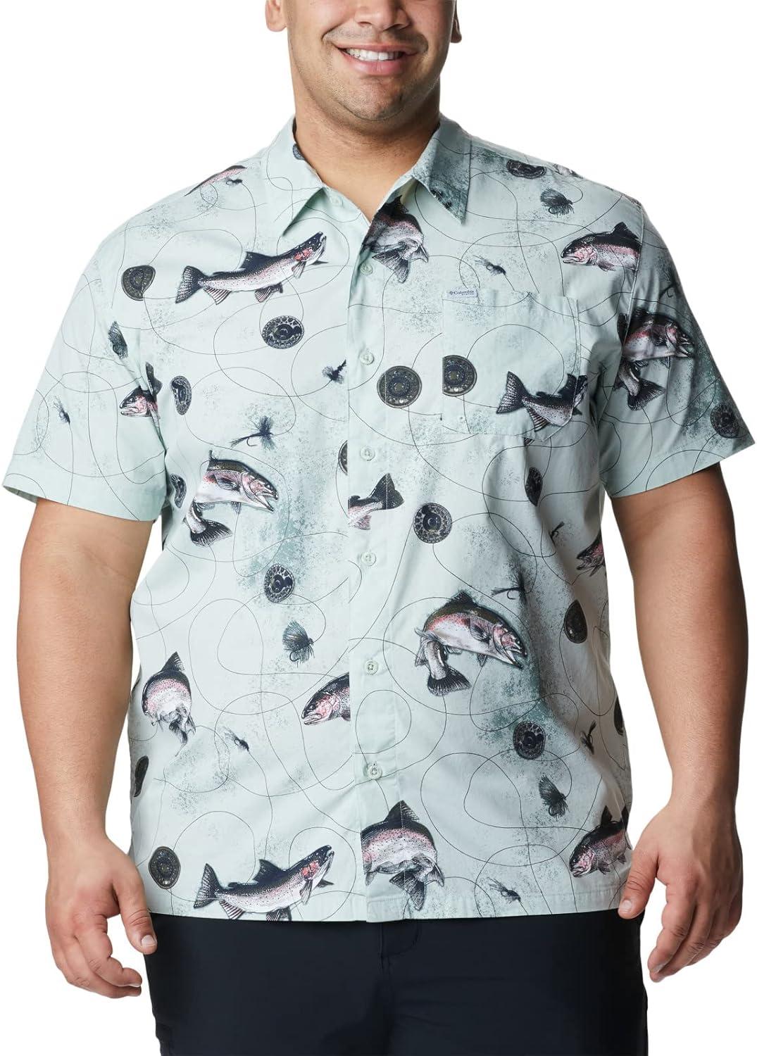 imageColumbia Mens Super Tamiami Long Sleeve ShirtCool Green Freshwater Dryfly Print