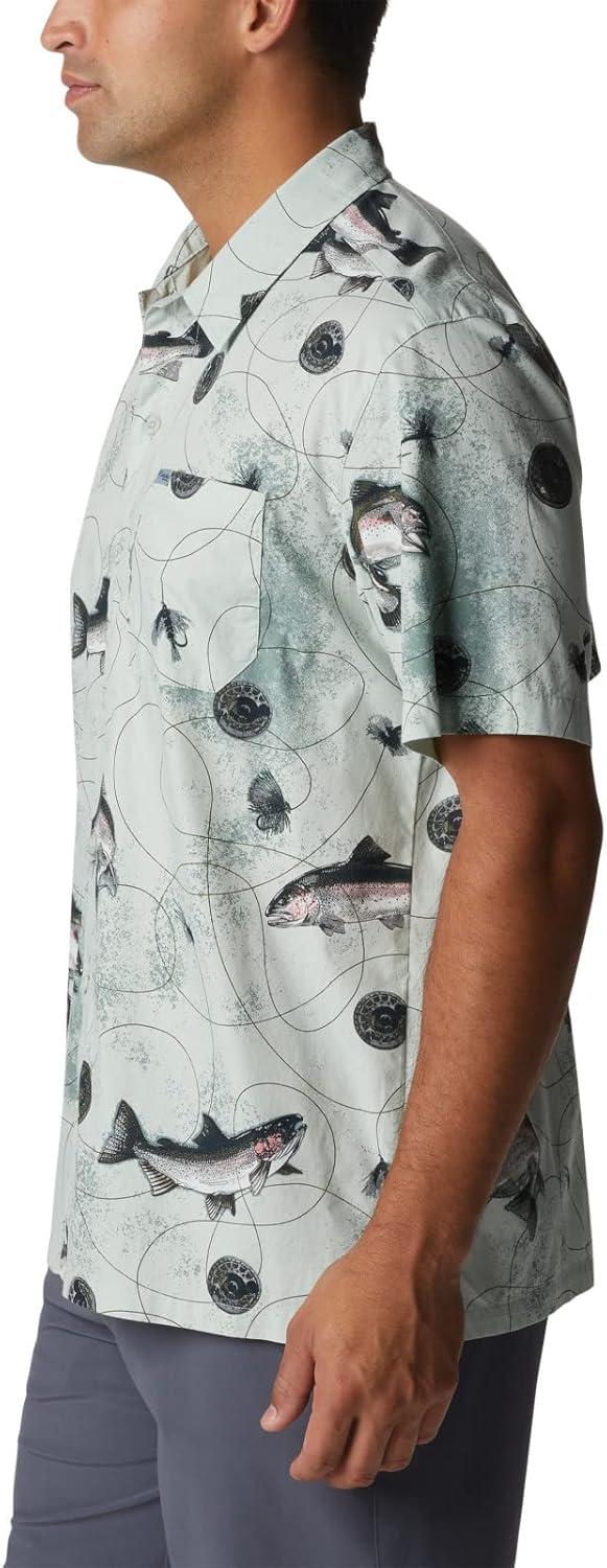 imageColumbia Mens Super Tamiami Long Sleeve ShirtCool Green Freshwater Dryfly Print