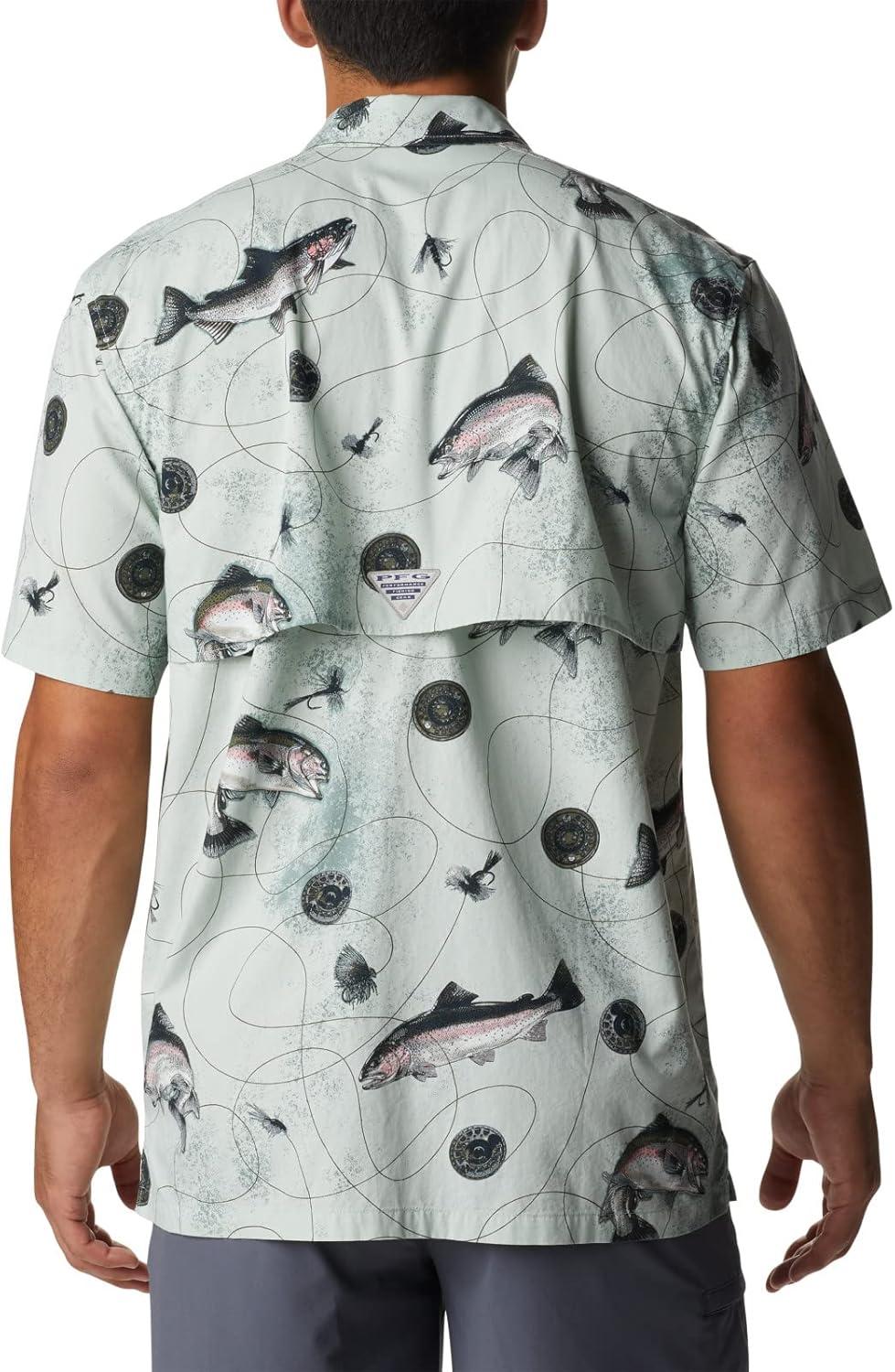 imageColumbia Mens Super Tamiami Long Sleeve ShirtCool Green Freshwater Dryfly Print