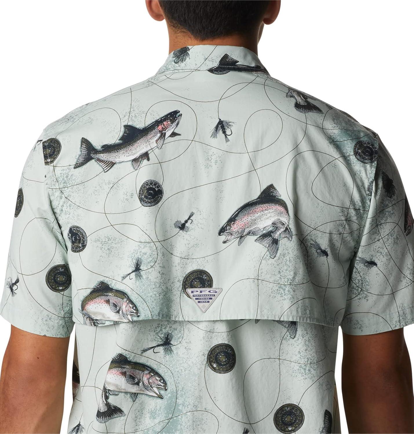 imageColumbia Mens Super Tamiami Long Sleeve ShirtCool Green Freshwater Dryfly Print