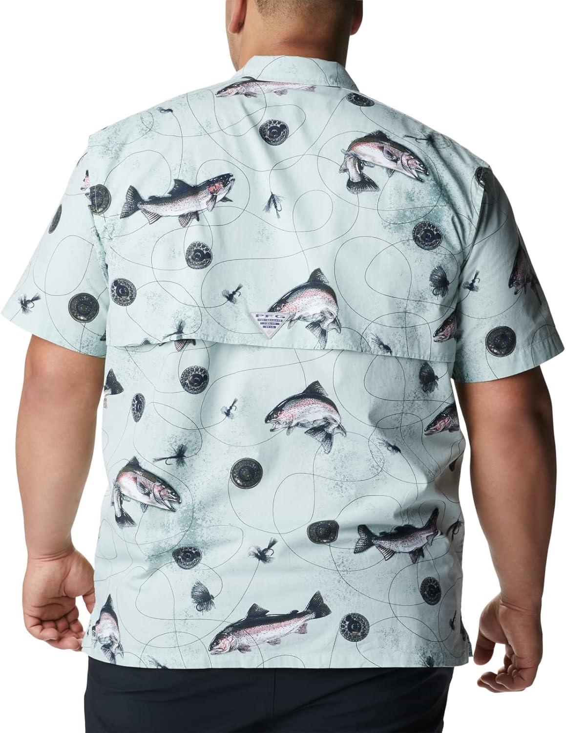 imageColumbia Mens Super Tamiami Long Sleeve ShirtCool Green Freshwater Dryfly Print