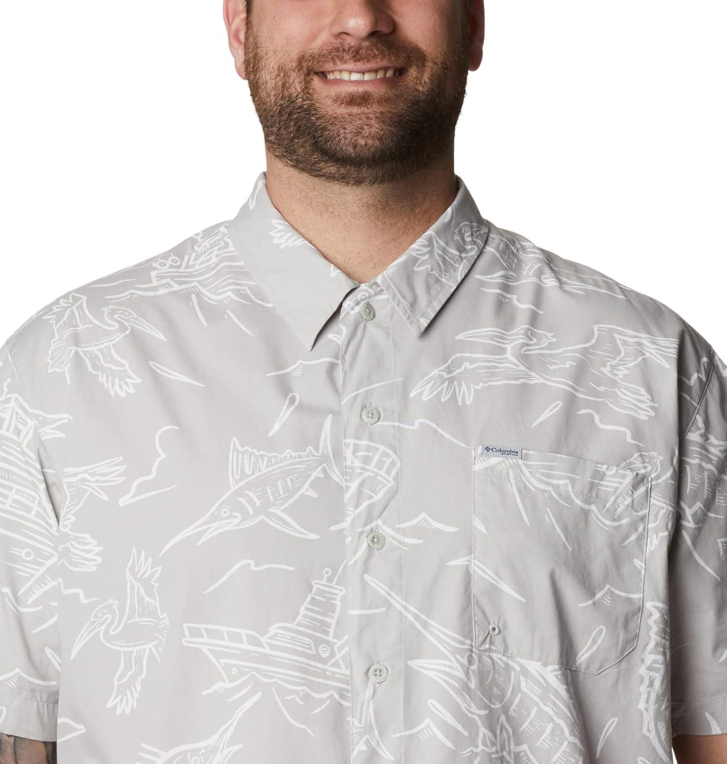 imageColumbia Mens Super Tamiami Long Sleeve ShirtCool Grey Mighty Marlins Print