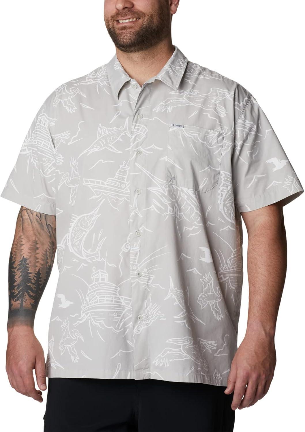 imageColumbia Mens Super Tamiami Long Sleeve ShirtCool Grey Mighty Marlins Print