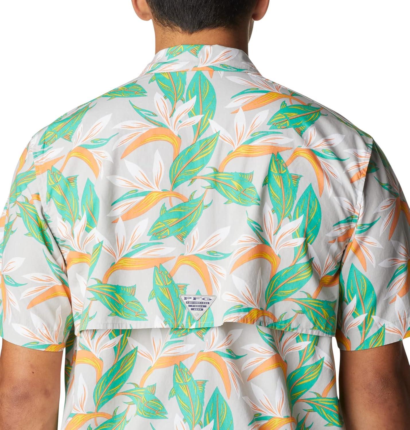 imageColumbia Mens Super Tamiami Long Sleeve ShirtCool Grey Tuna Paradise Print