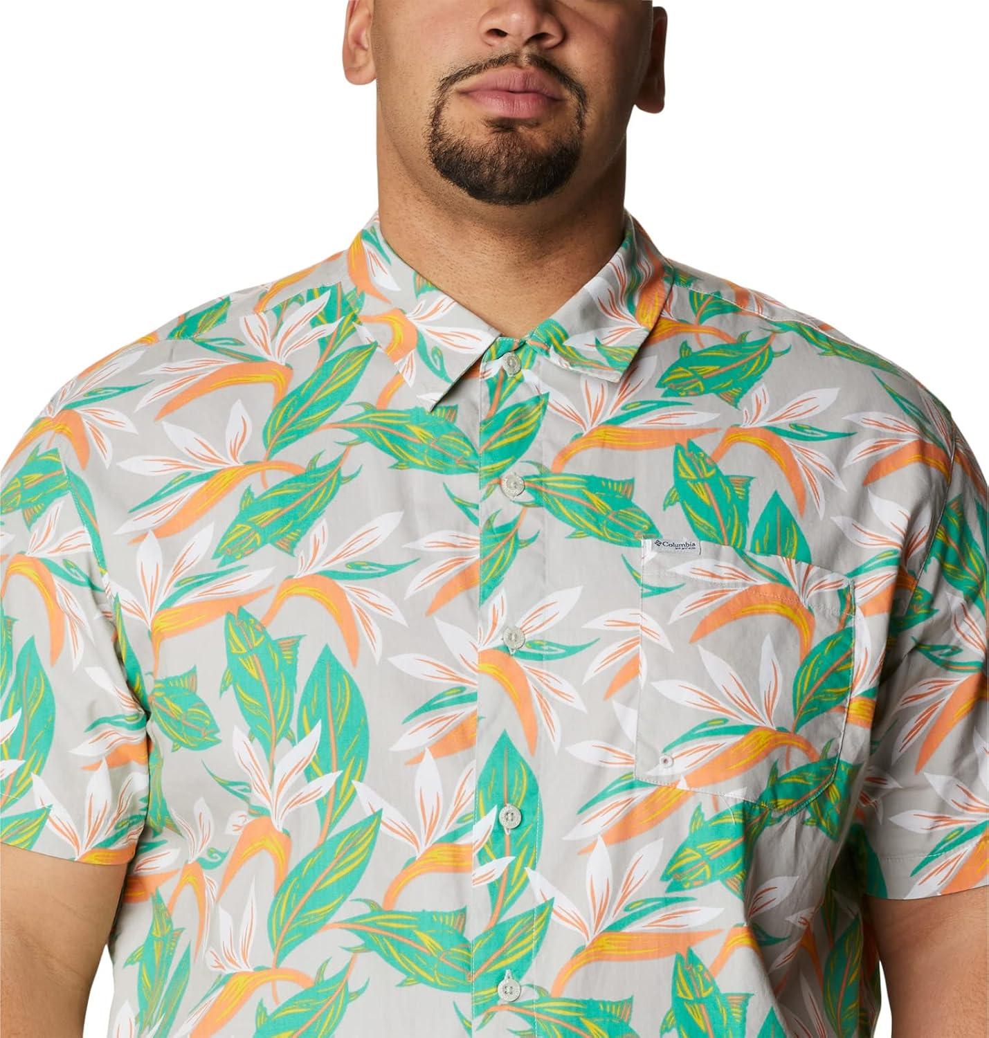 imageColumbia Mens Super Tamiami Long Sleeve ShirtCool Grey Tuna Paradise Print