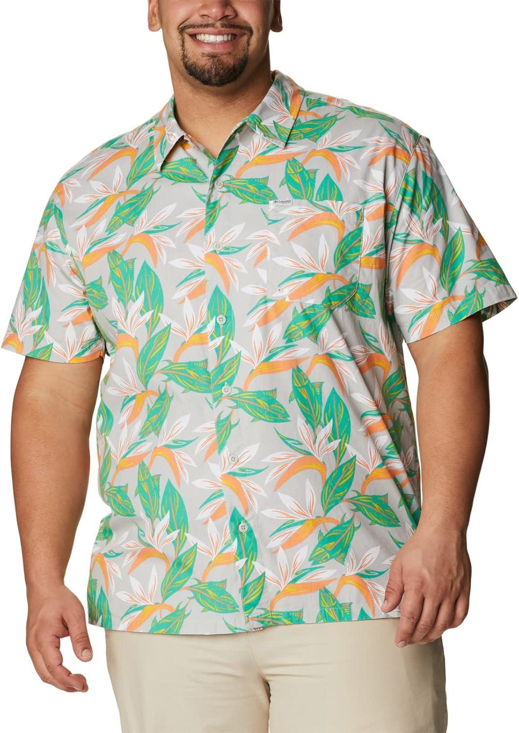 imageColumbia Mens Super Tamiami Long Sleeve ShirtCool Grey Tuna Paradise Print