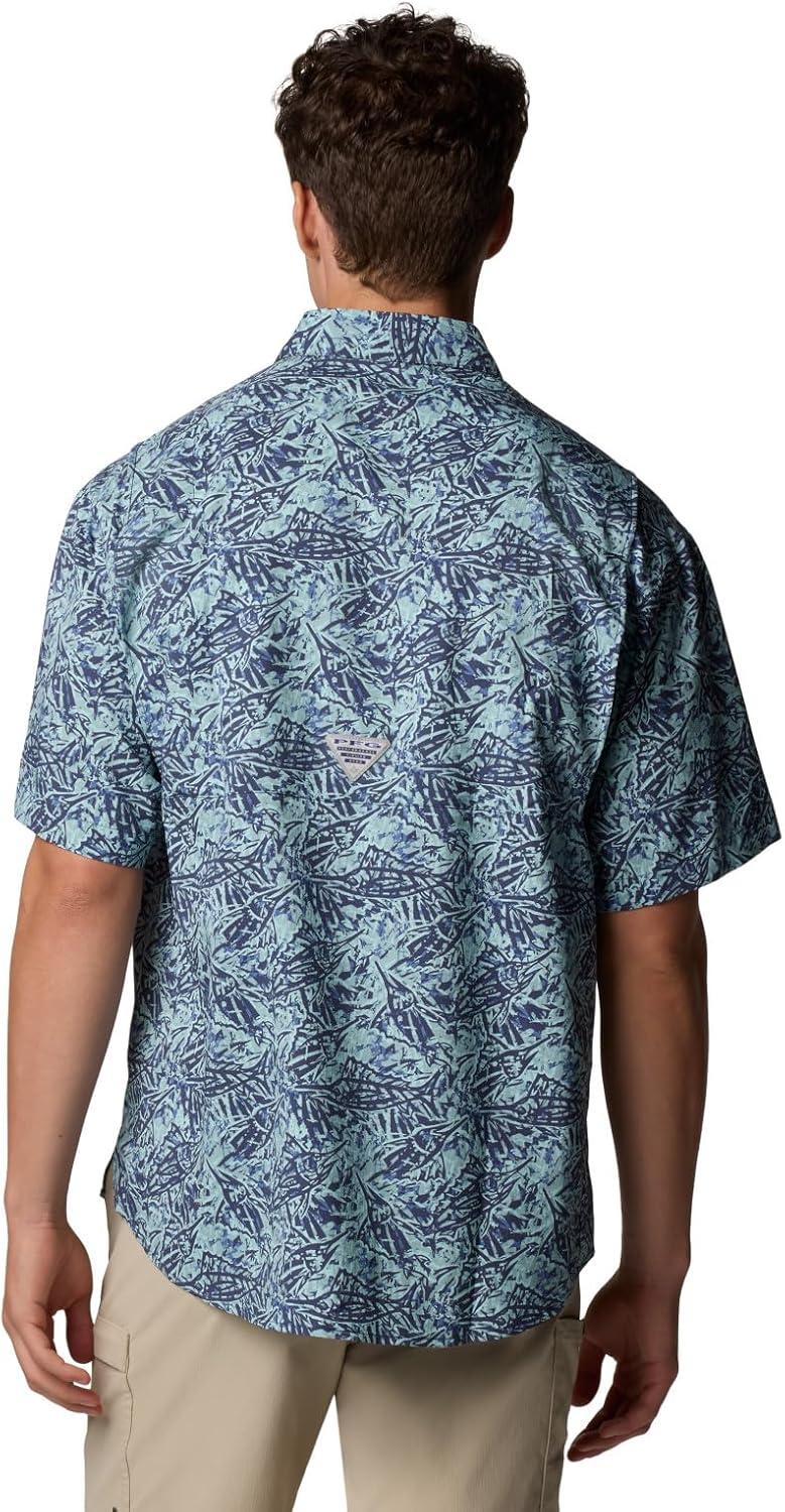 imageColumbia Mens Super Tamiami Long Sleeve ShirtCrushed Blue Marlin Palms